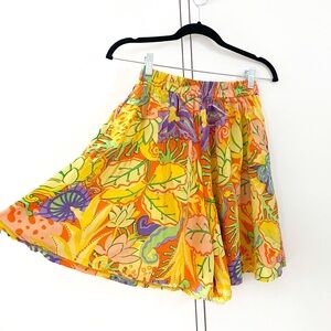Vintage bright tropical print skort